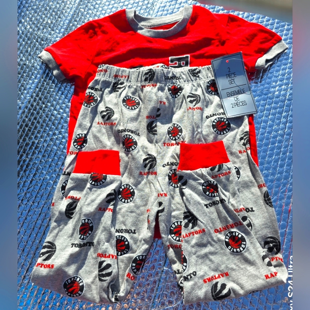 Kids Pajama Set - Red and Gray